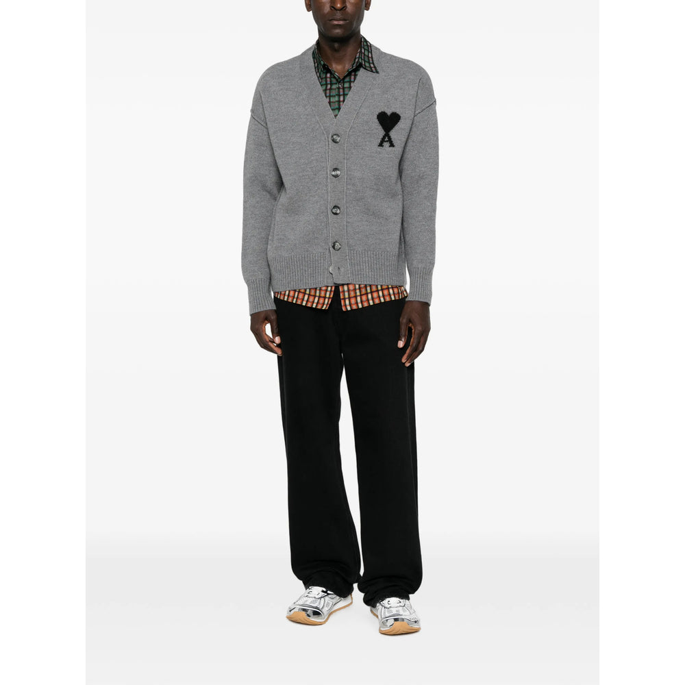 Ami Paris Grey Sweaters & Knitwear - Cardigans Men AMI PARIS
