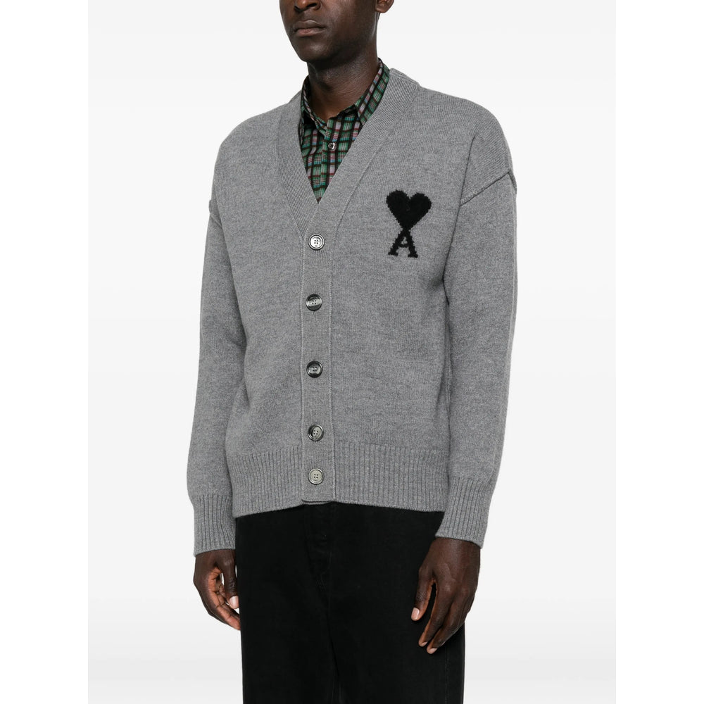 Ami Paris Grey Sweaters & Knitwear - Cardigans Men AMI PARIS