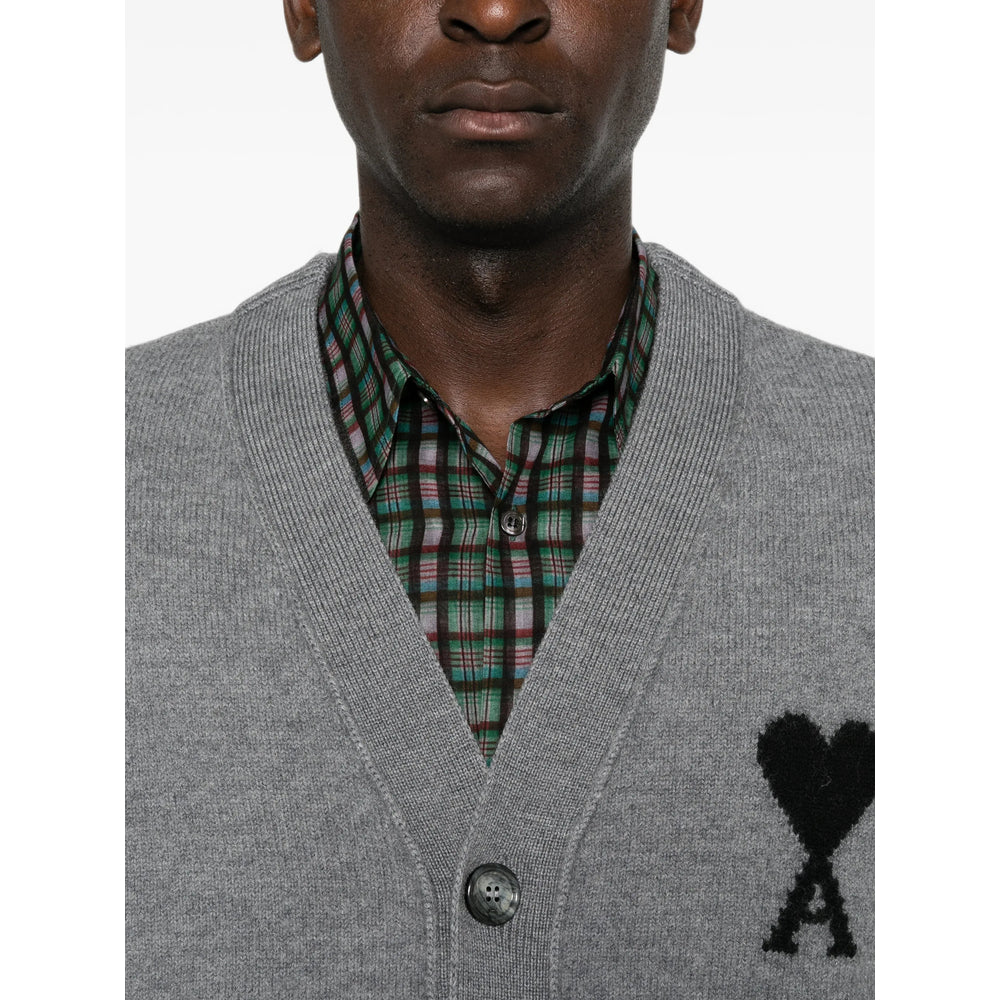 Ami Paris Grey Sweaters & Knitwear - Cardigans Men AMI PARIS
