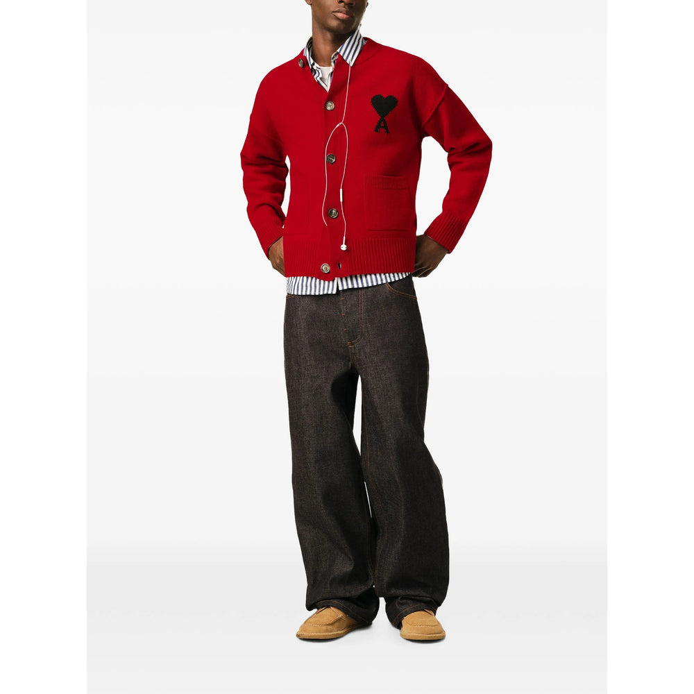 Ami Paris Red Sweaters & Knitwear - Cardigans Men AMI PARIS
