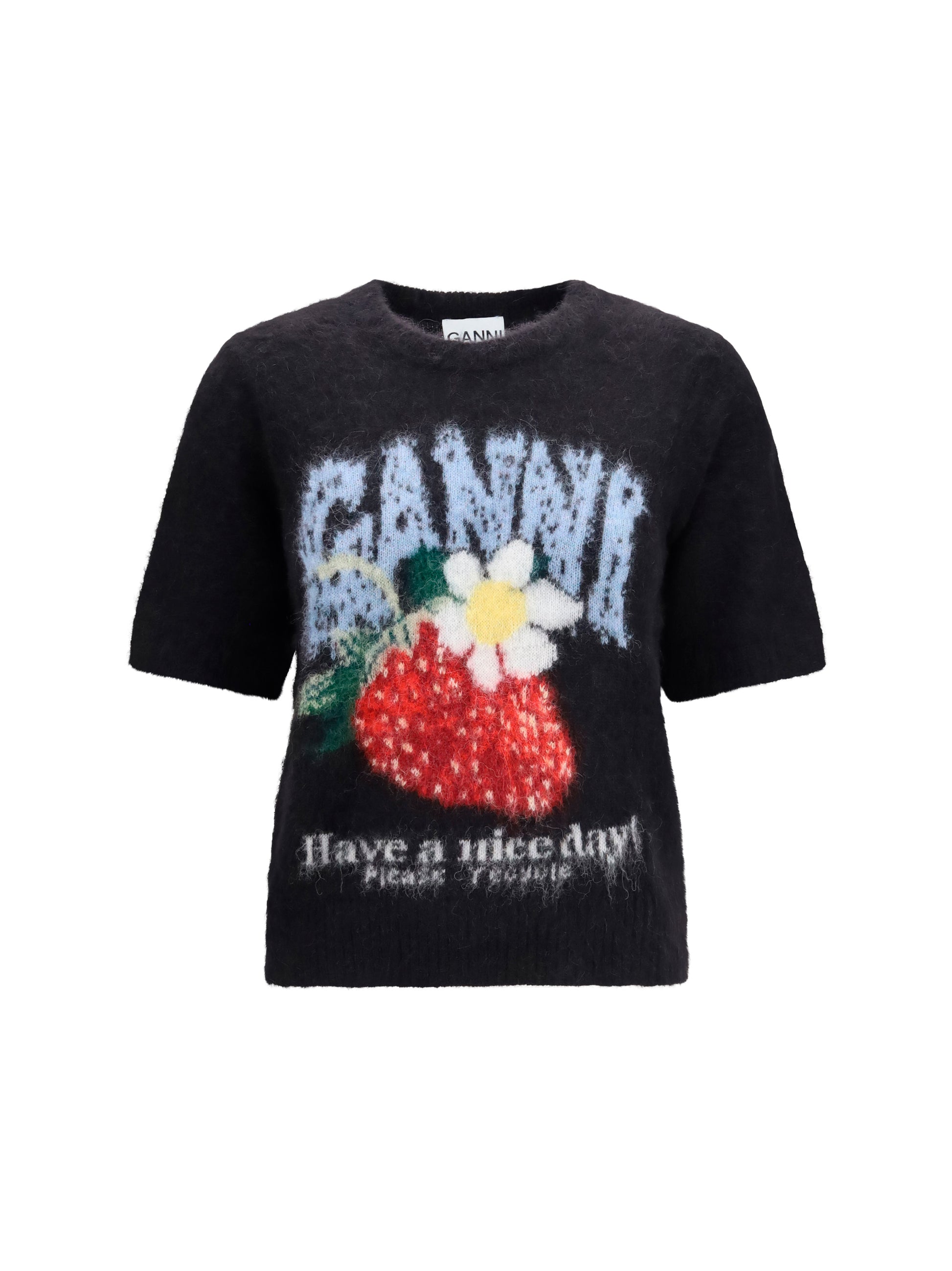 Ganni Women Alpaca And Wool-Blend T-Shirt GANNI