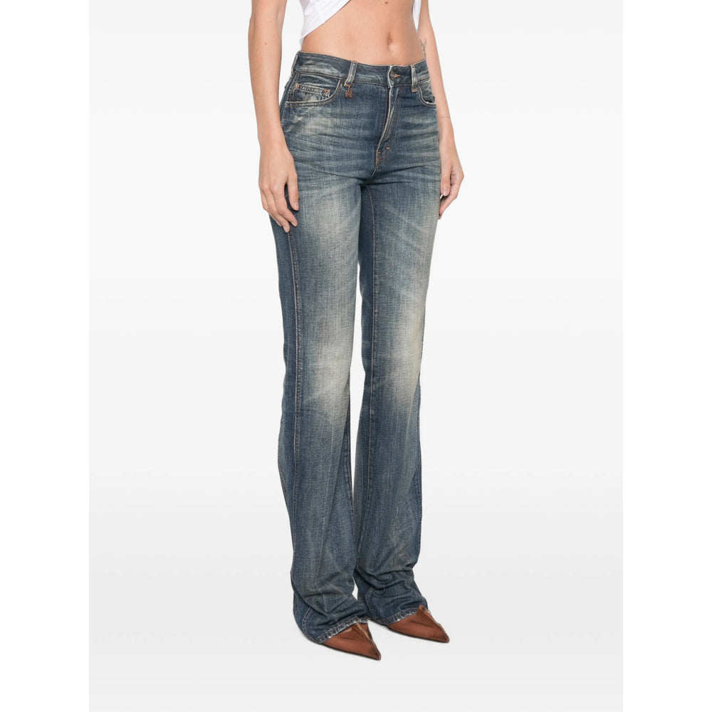 Amiri Blue Denim - Straight-Leg Jeans Women AMIRI