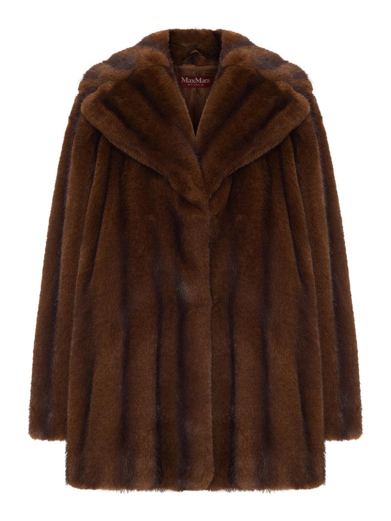 Max Mara Studio Women Eco Fur Coat With Revers Collar MAX MARA STUDIO