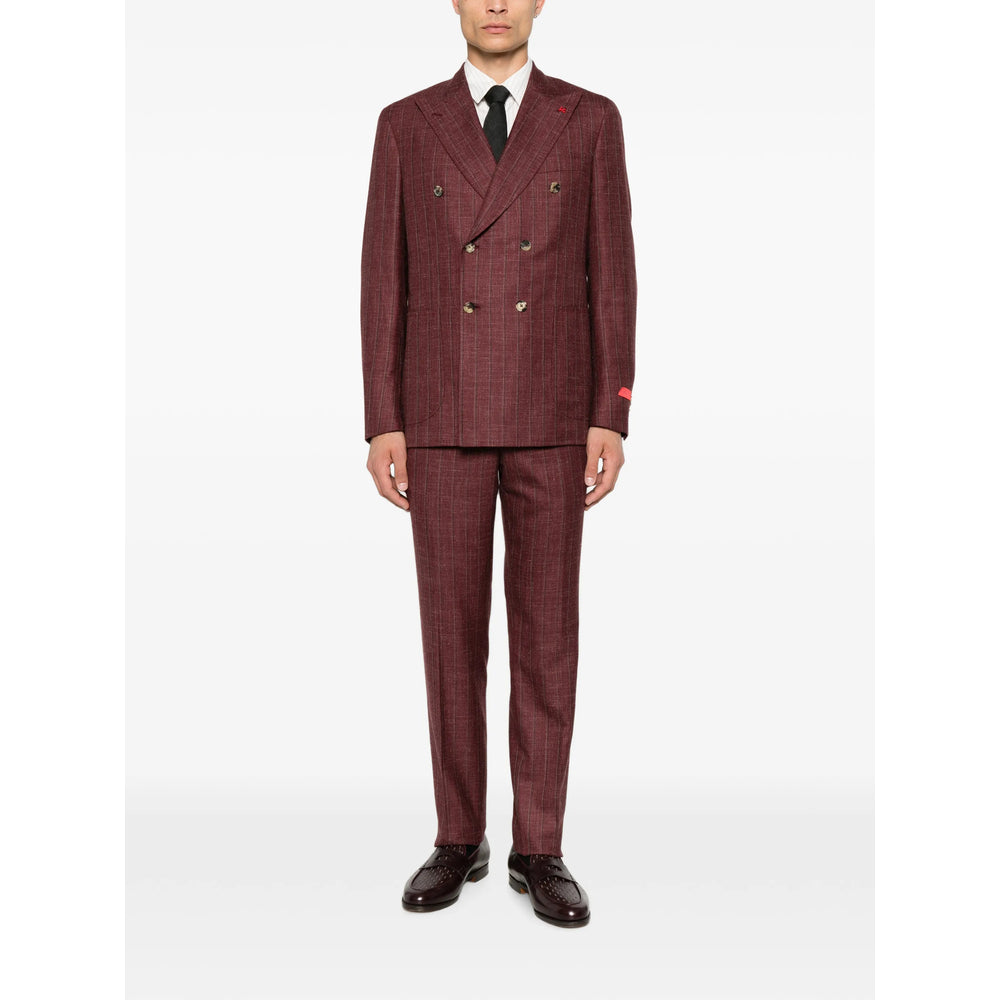 Isaia Red Suits - Double  Breasted Suits Men ISAIA
