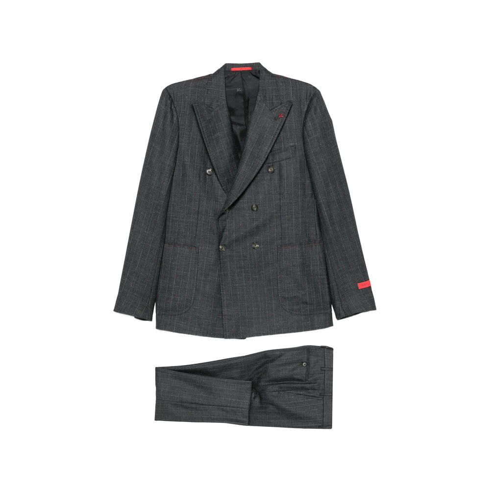 Isaia Grey Suits - Double  Breasted Suits Men ISAIA