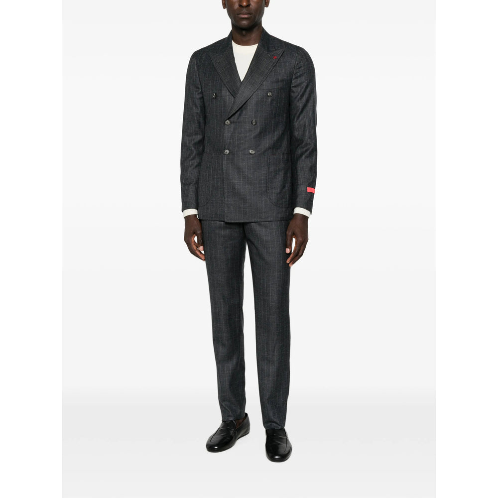 Isaia Grey Suits - Double  Breasted Suits Men ISAIA