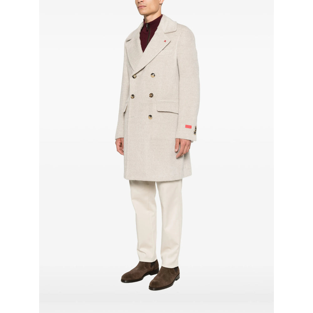 Isaia Neutrals Coats - Double Breasted Coats Men ISAIA