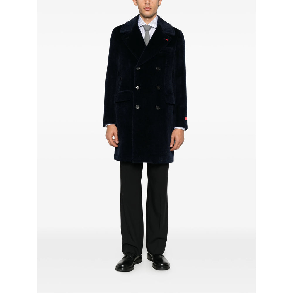 Isaia Blue Coats - Double Breasted Coats Men ISAIA