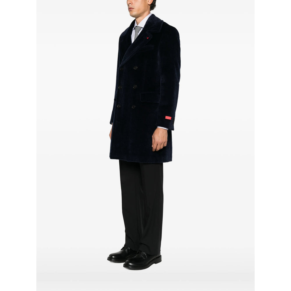 Isaia Blue Coats - Double Breasted Coats Men ISAIA