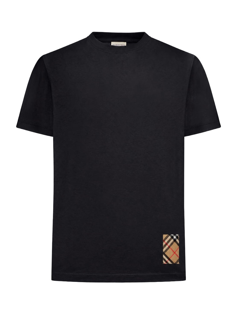 Burberry Men Cotton T-Shirt With Check Applique BURBERRY