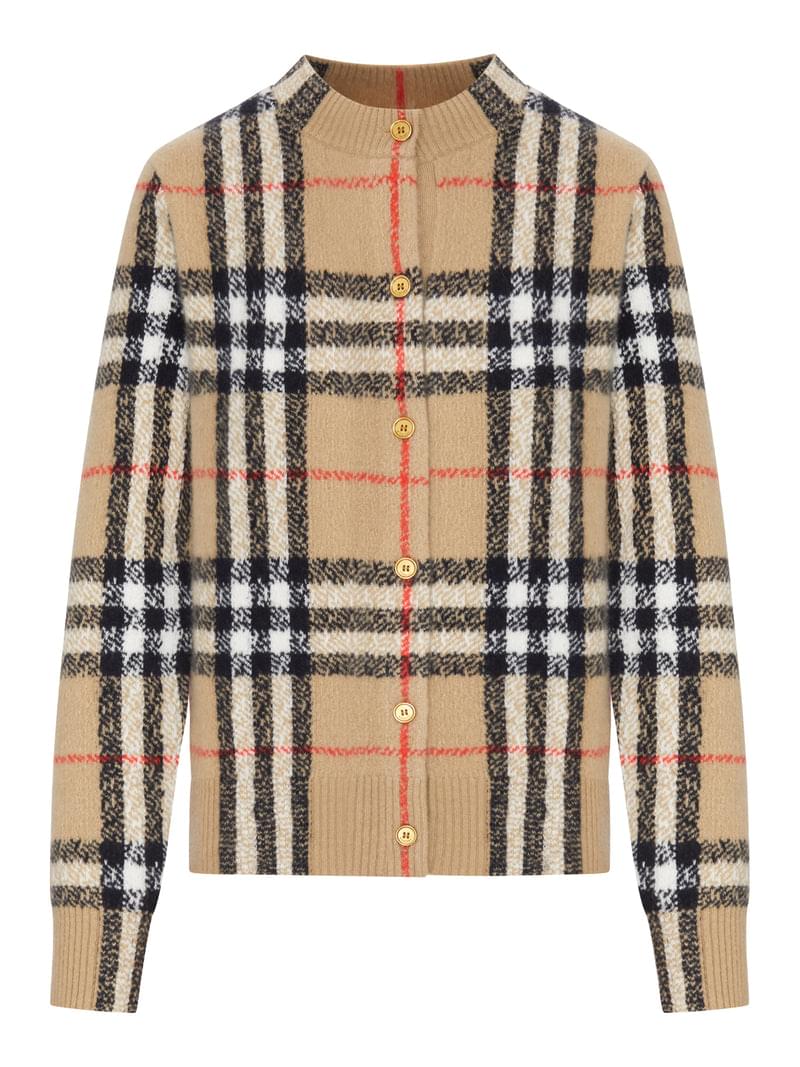 Burberry Women Check Knit Cardigan With Buttons BURBERRY