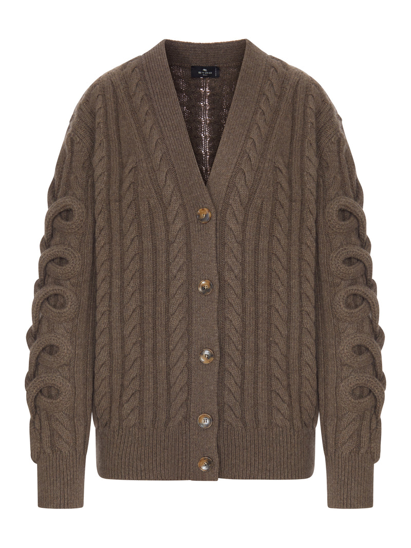 Etro Women Cable Knit Cardigan With Curly Sleeves ETRO