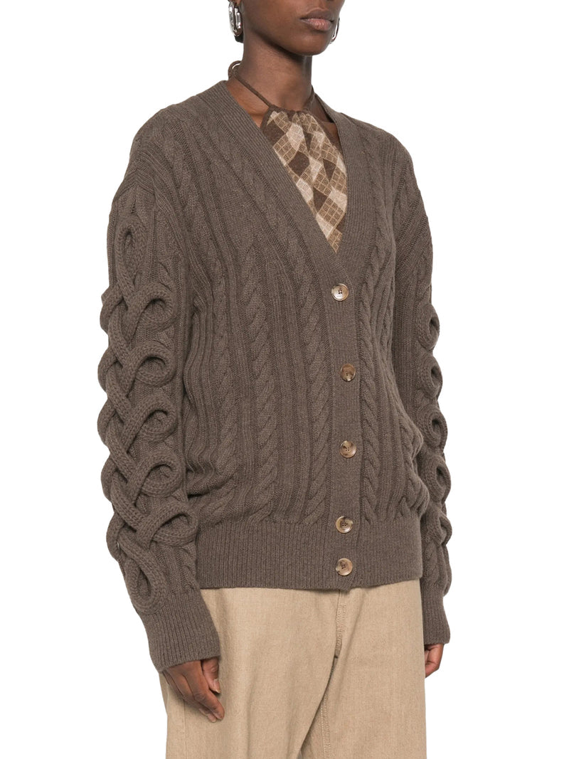 Etro Women Cable Knit Cardigan With Curly Sleeves ETRO