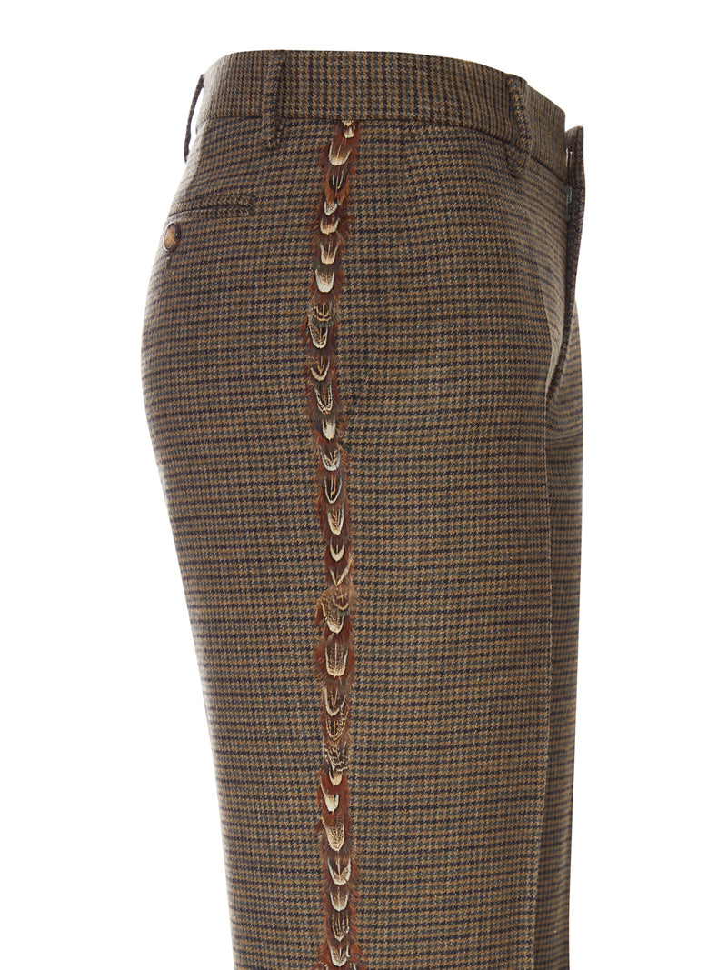 Etro Women Tailored Checked Trousers With Feather Detail ETRO