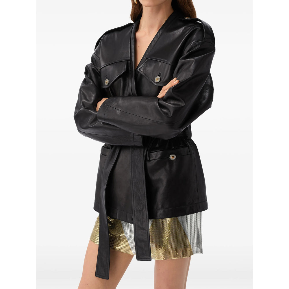 Versace Black Jackets - Leather Jackets Women VERSACE