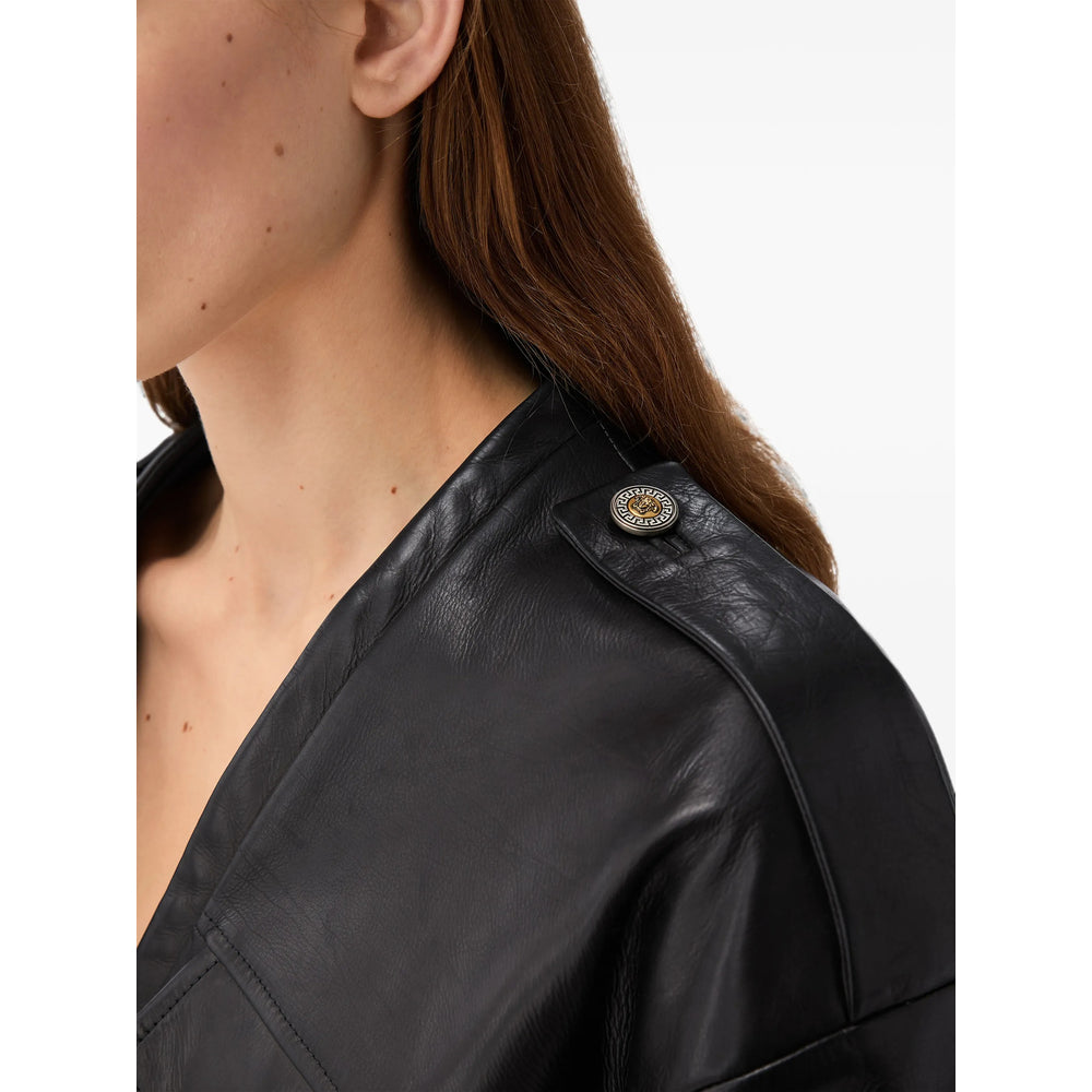 Versace Black Jackets - Leather Jackets Women VERSACE