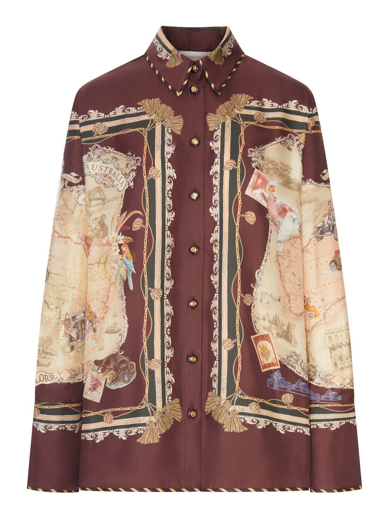Zimmermann Women Printed Satin Shirt With A Scarf Motif ZIMMERMANN