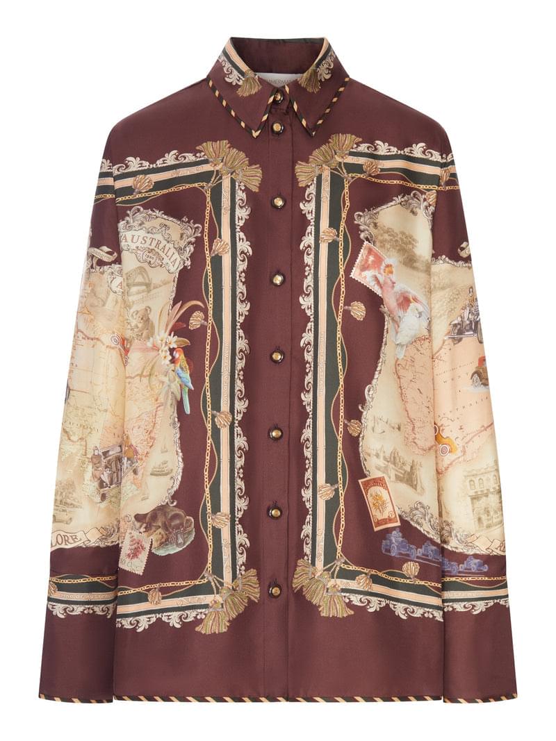 Zimmermann Women Printed Satin Shirt With A Scarf Motif ZIMMERMANN
