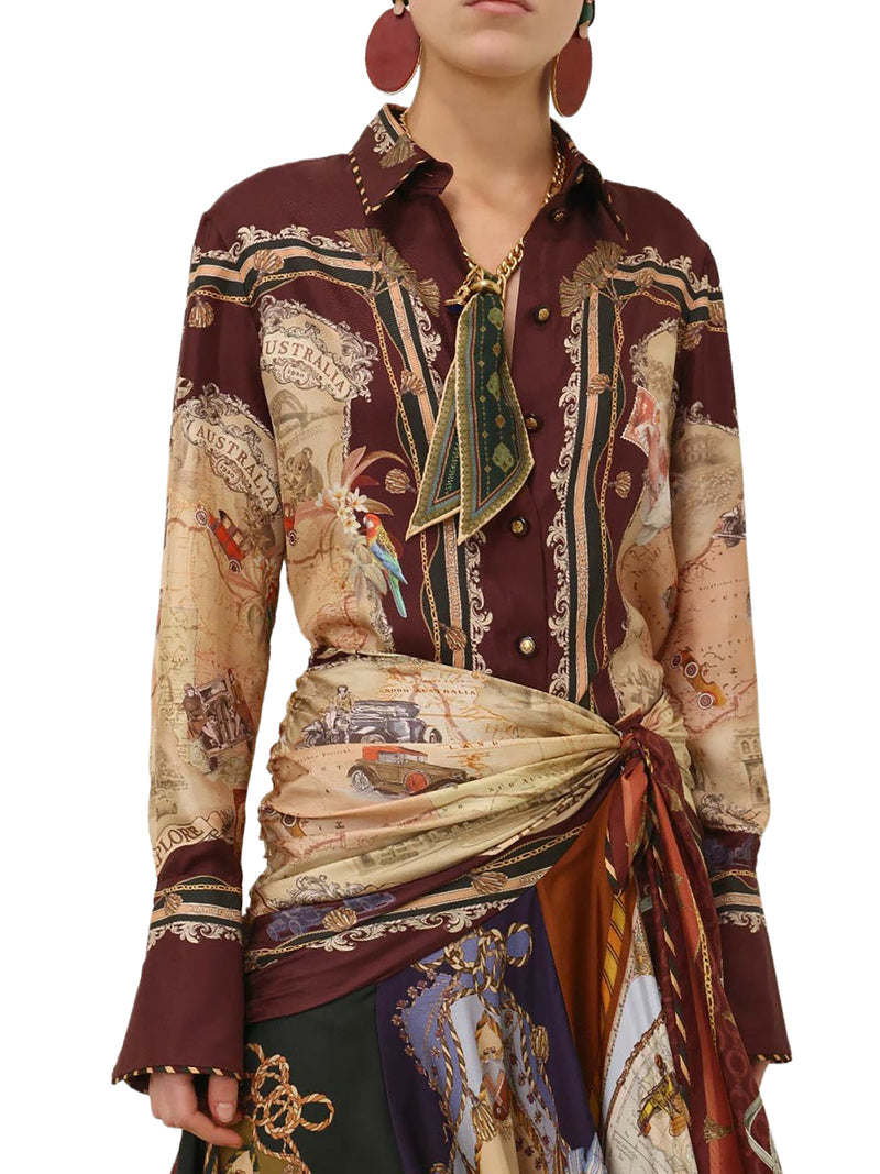 Zimmermann Women Printed Satin Shirt With A Scarf Motif ZIMMERMANN