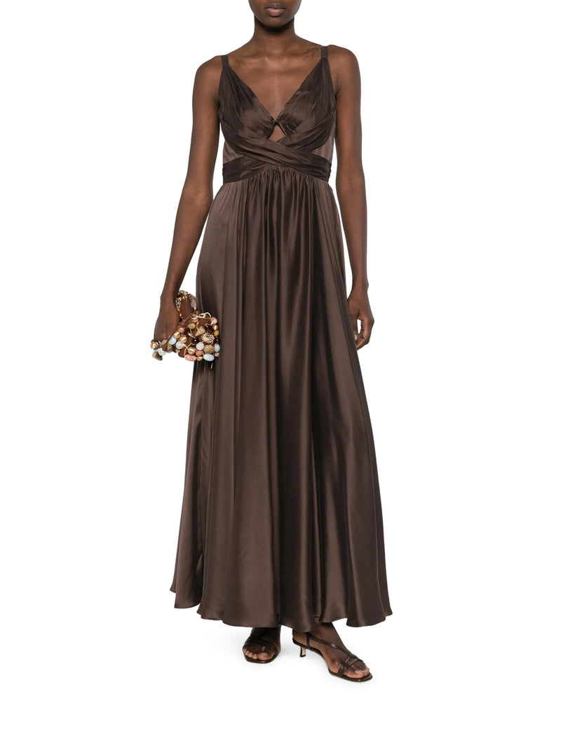 Zimmermann Women Long Silk Dress With Draped Bodice ZIMMERMANN