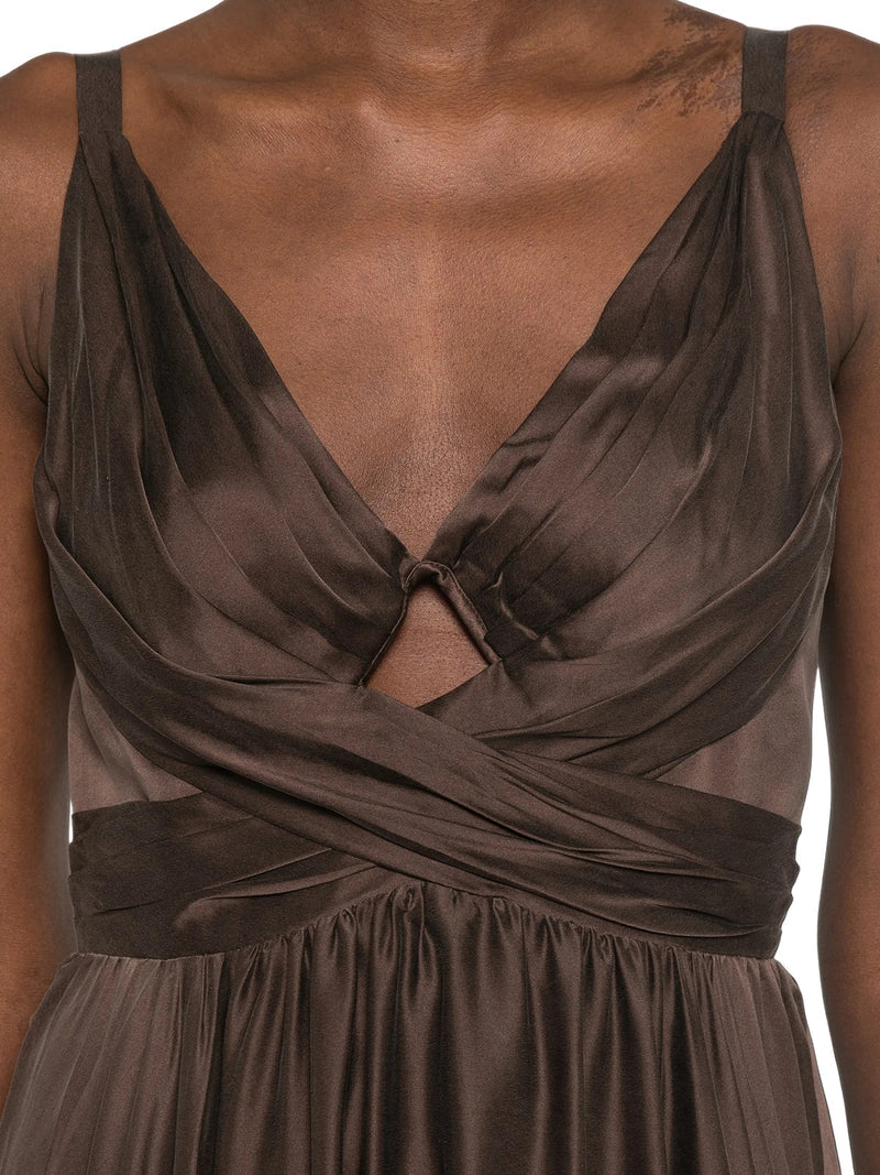 Zimmermann Women Long Silk Dress With Draped Bodice ZIMMERMANN