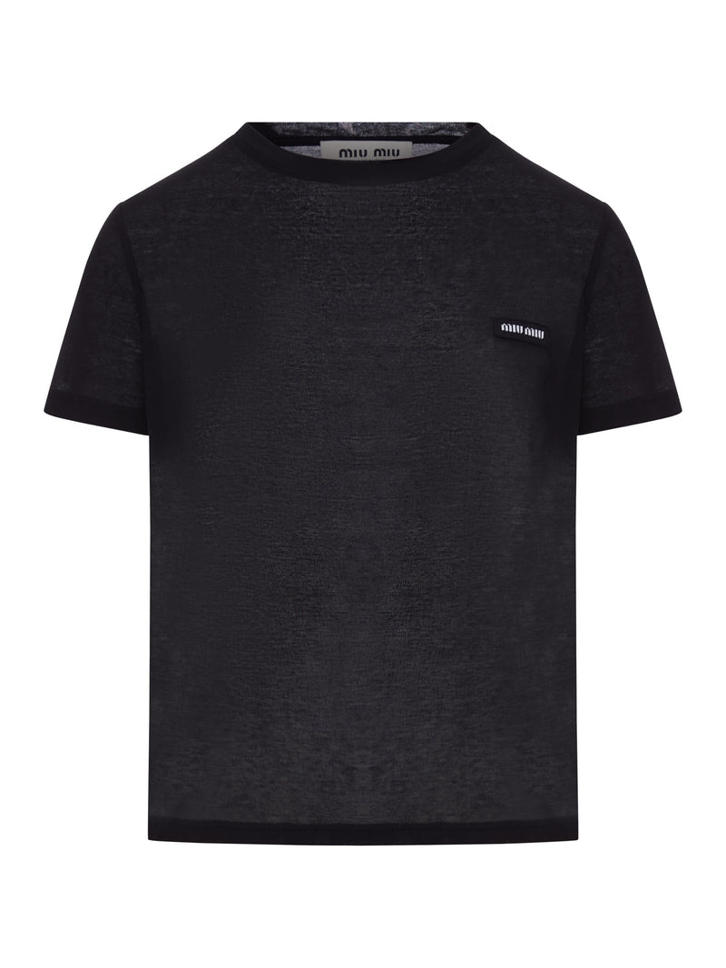 Miu Miu Women Ribbed Jersey T-Shirt MIU MIU