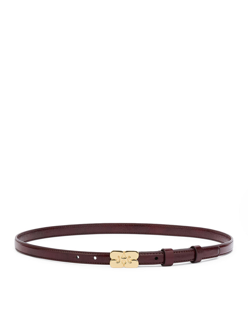 Ganni Women Small Kat Belt Burgundy GANNI