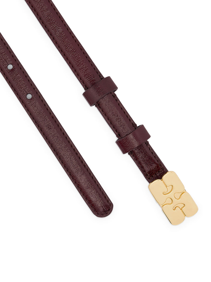 Ganni Women Small Kat Belt Burgundy GANNI