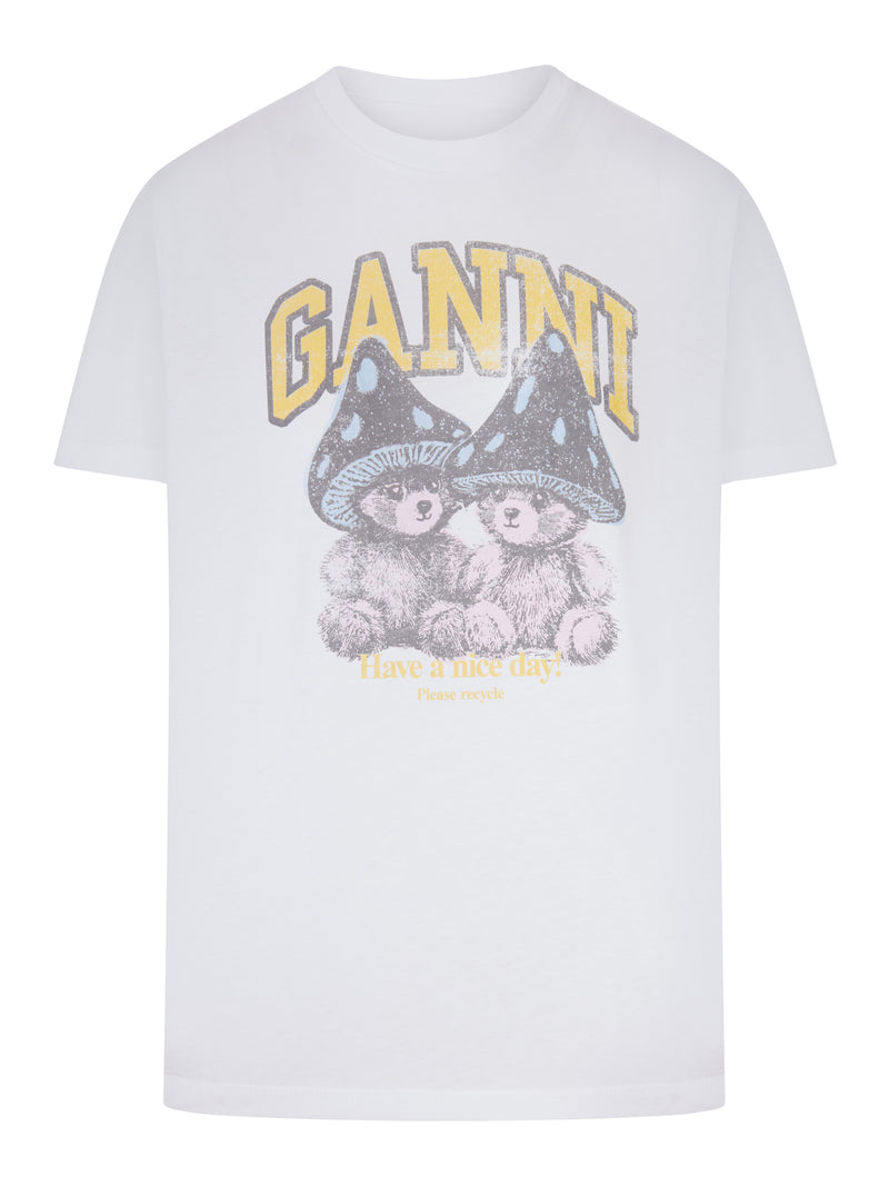 Ganni Women T-Shirt With Teddy Mushrooms Print GANNI