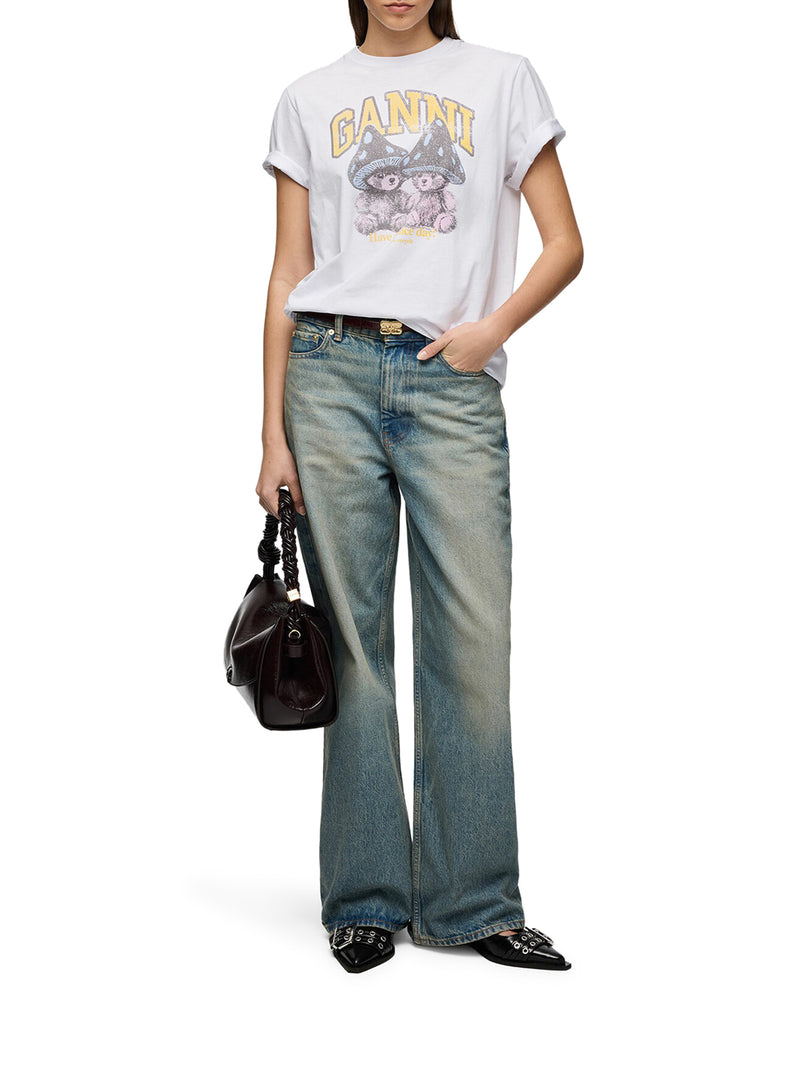 Ganni Women T-Shirt With Teddy Mushrooms Print GANNI