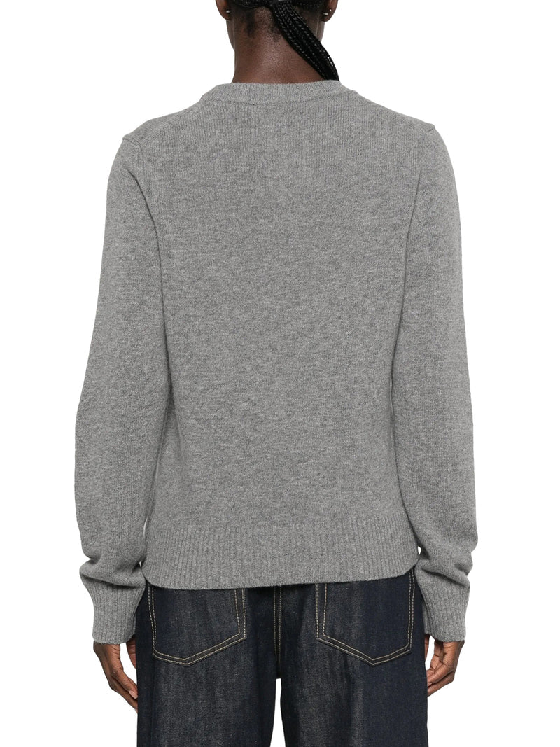 Ganni Women Crewneck Knit Sweater With Front Graphic Intarsia GANNI