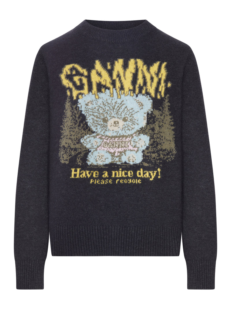 Ganni Women Wool Sweater With Teddy Graphic GANNI
