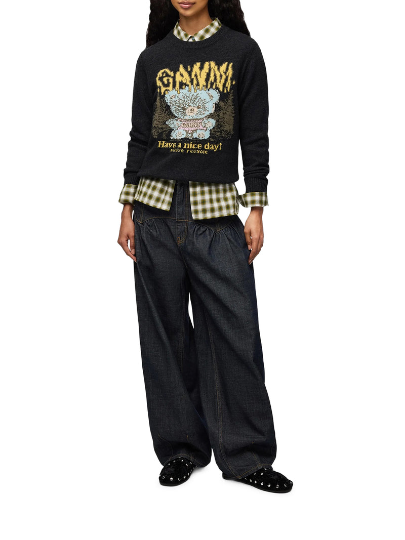Ganni Women Wool Sweater With Teddy Graphic GANNI