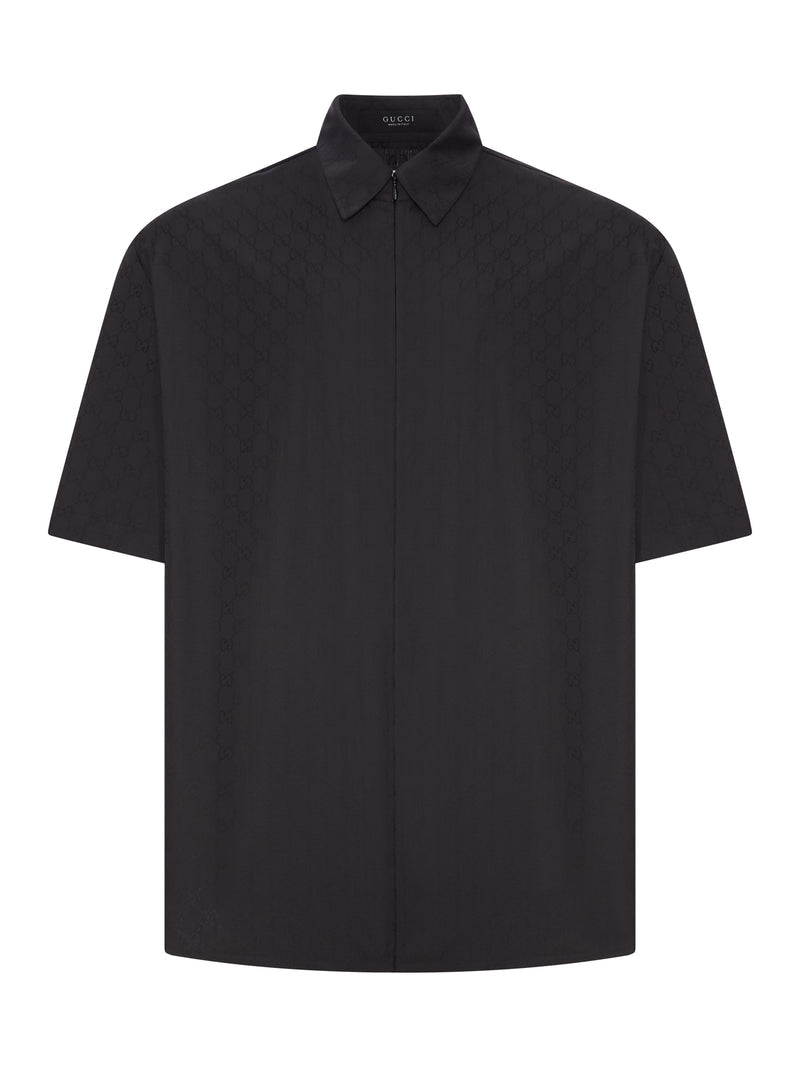 Gucci Men Gg Cotton Poplin Zip Shirt GUCCI