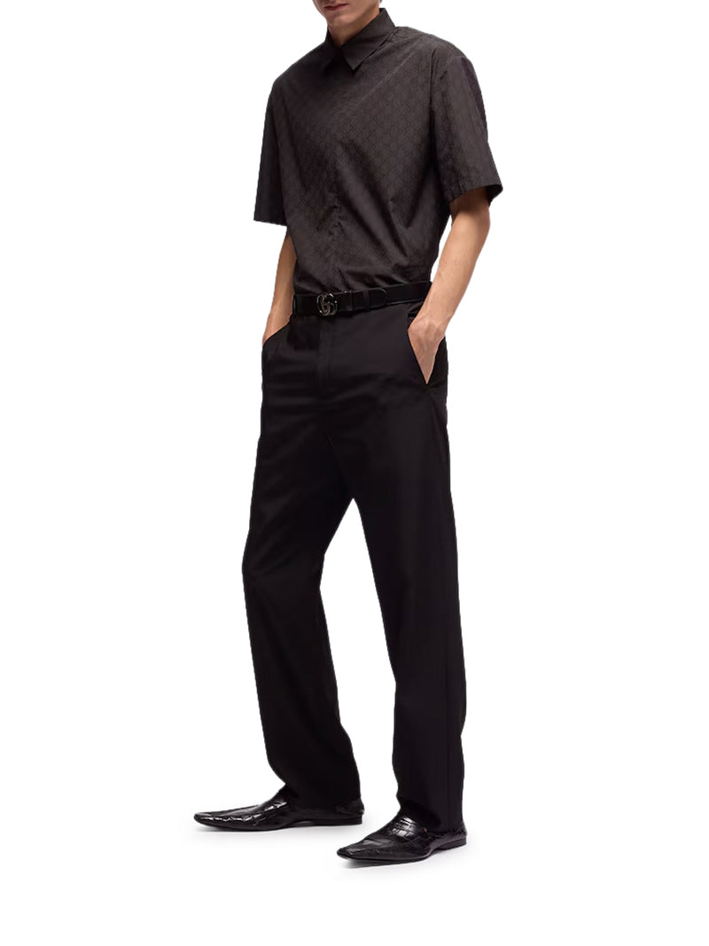 Gucci Men Gg Cotton Poplin Zip Shirt GUCCI