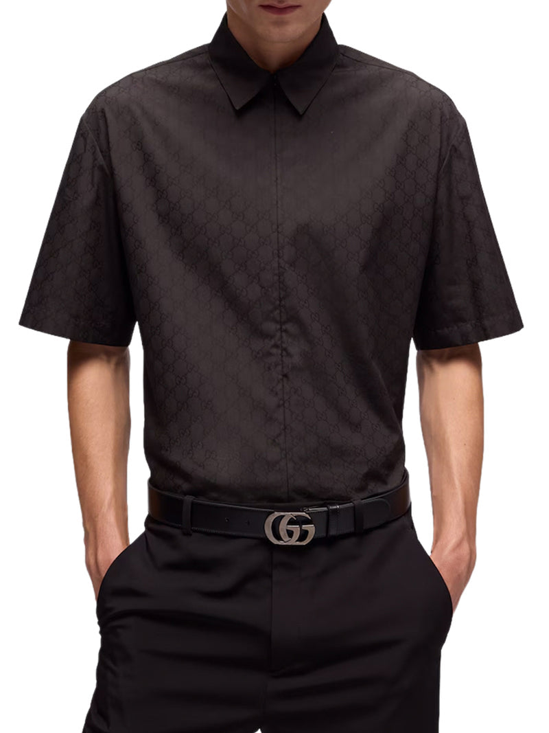 Gucci Men Gg Cotton Poplin Zip Shirt GUCCI