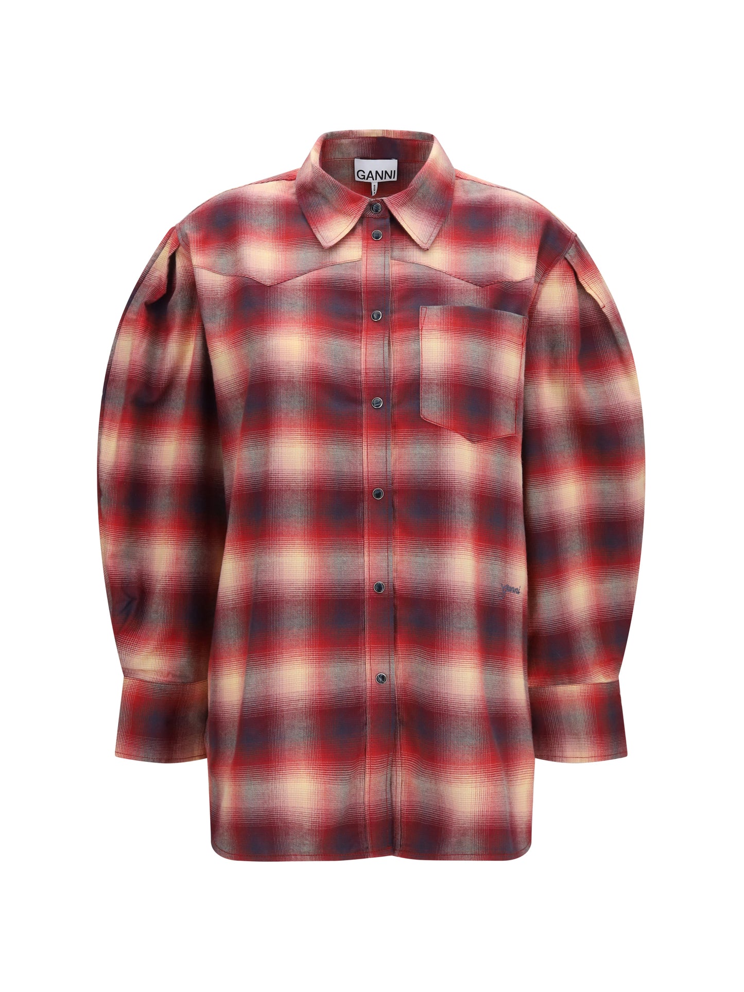 Ganni Women Cotton Flannel Check Shirt GANNI