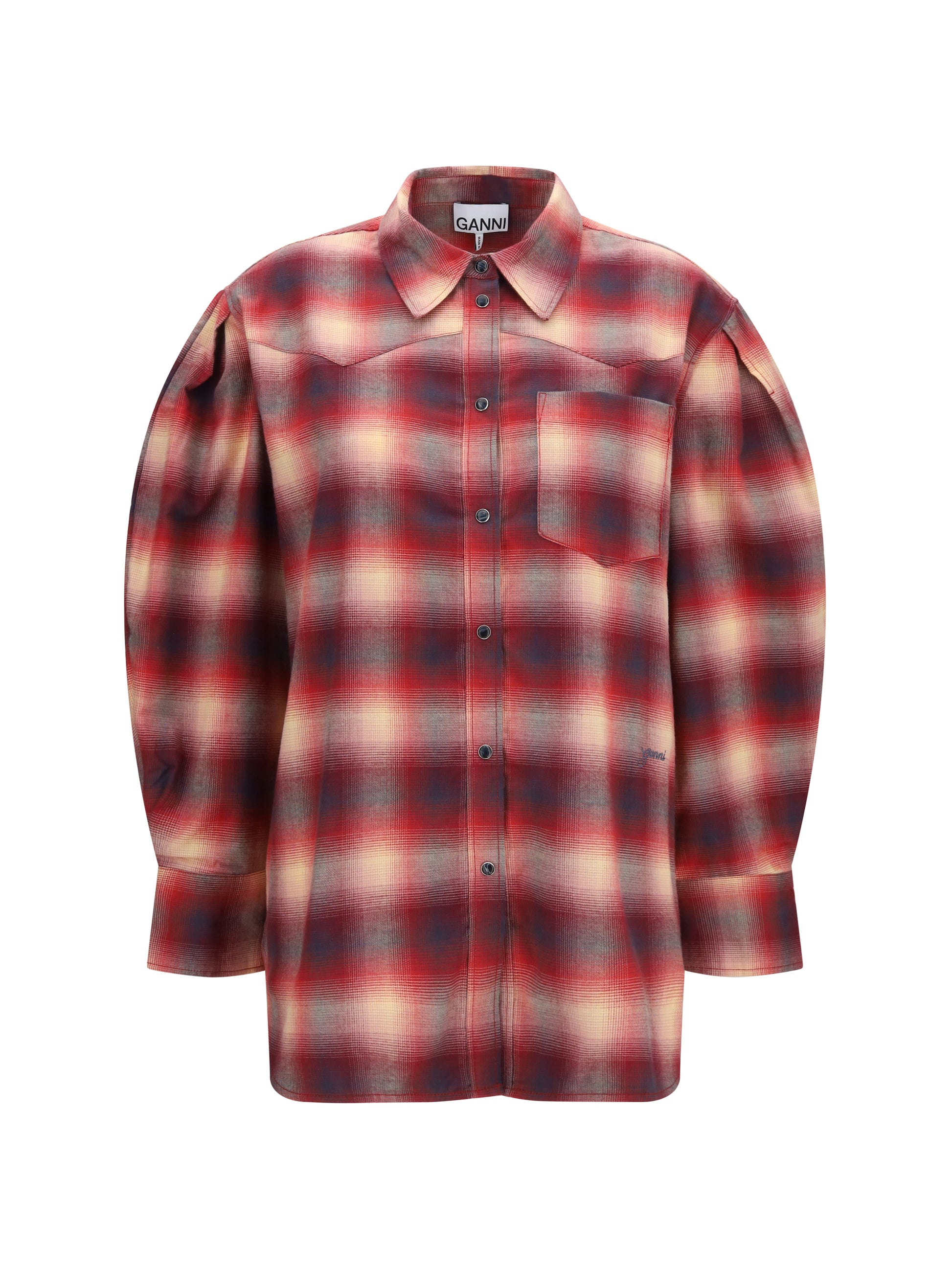 Ganni Women Cotton Flannel Check Shirt GANNI