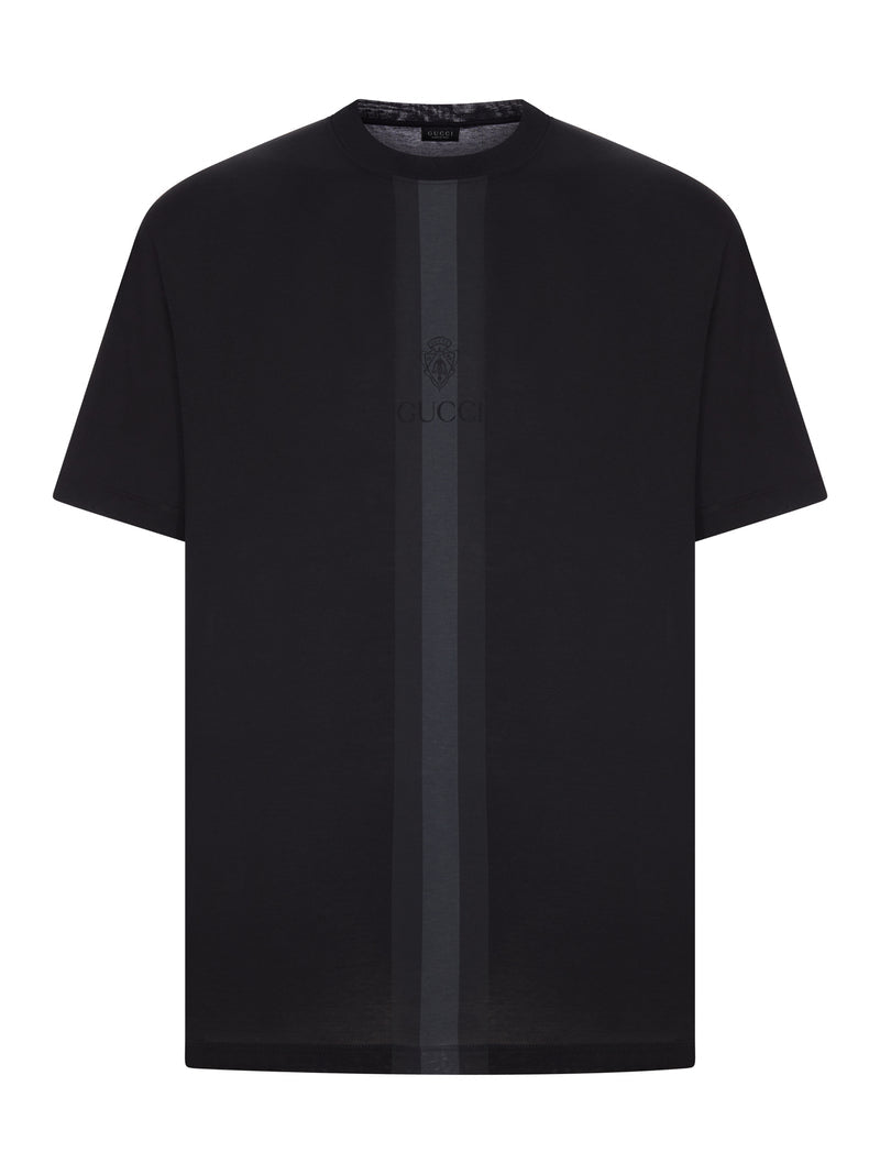 Gucci Men Cotton T-Shirt With Tonal Web Stripe GUCCI