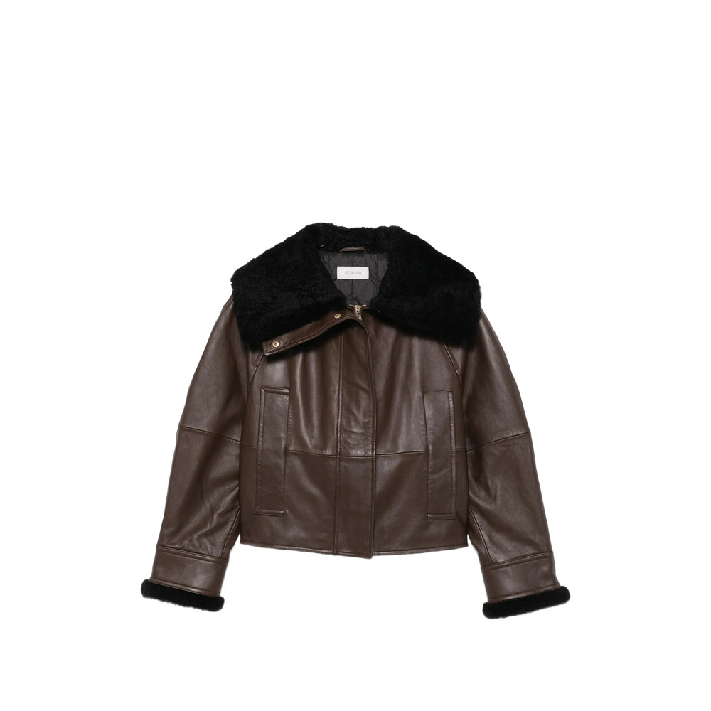 Sportmax Brown Jackets - Leather Jackets Women SPORTMAX