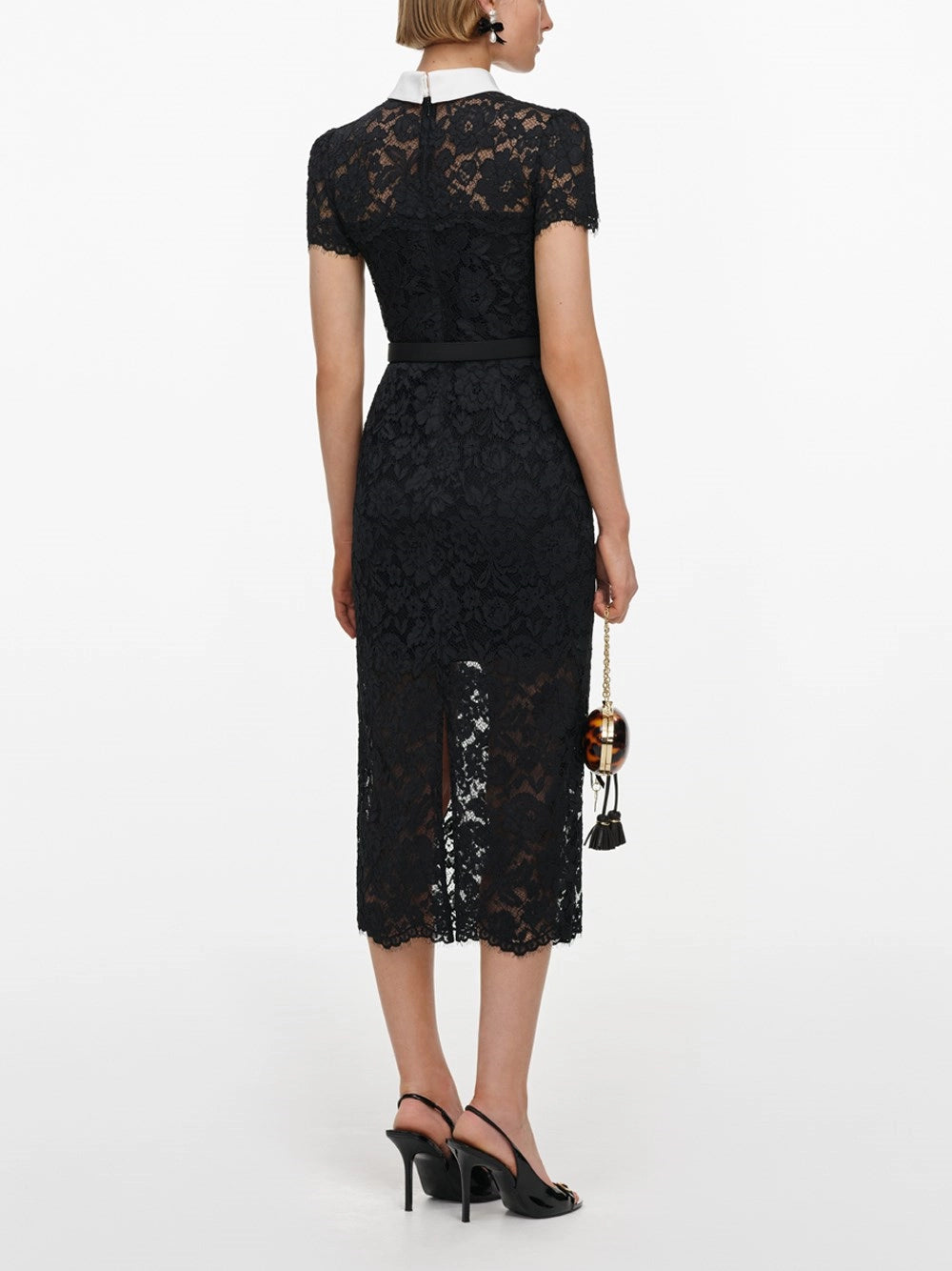 Self-Portrait Women Lace Contrast Collar Midi Dress SELF-PORTRAIT