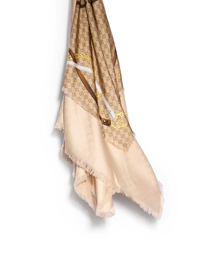 Gucci Women Gg Jacquard Silk Twill Printed Ribbon GUCCI