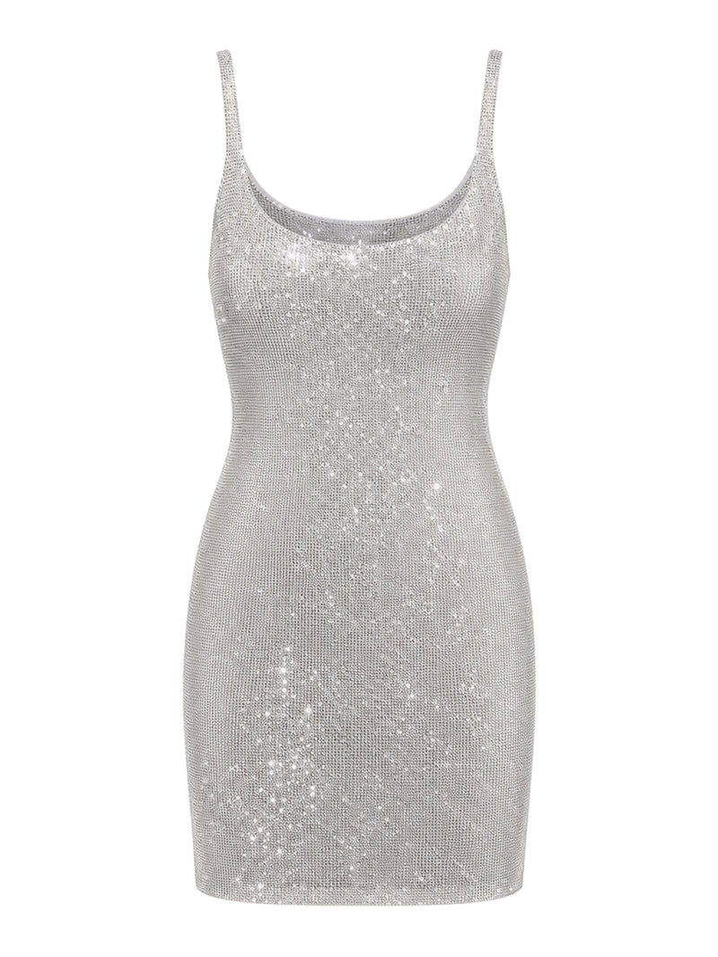 Gucci Women Stretch Nylon Jersey Dress With Crystals GUCCI