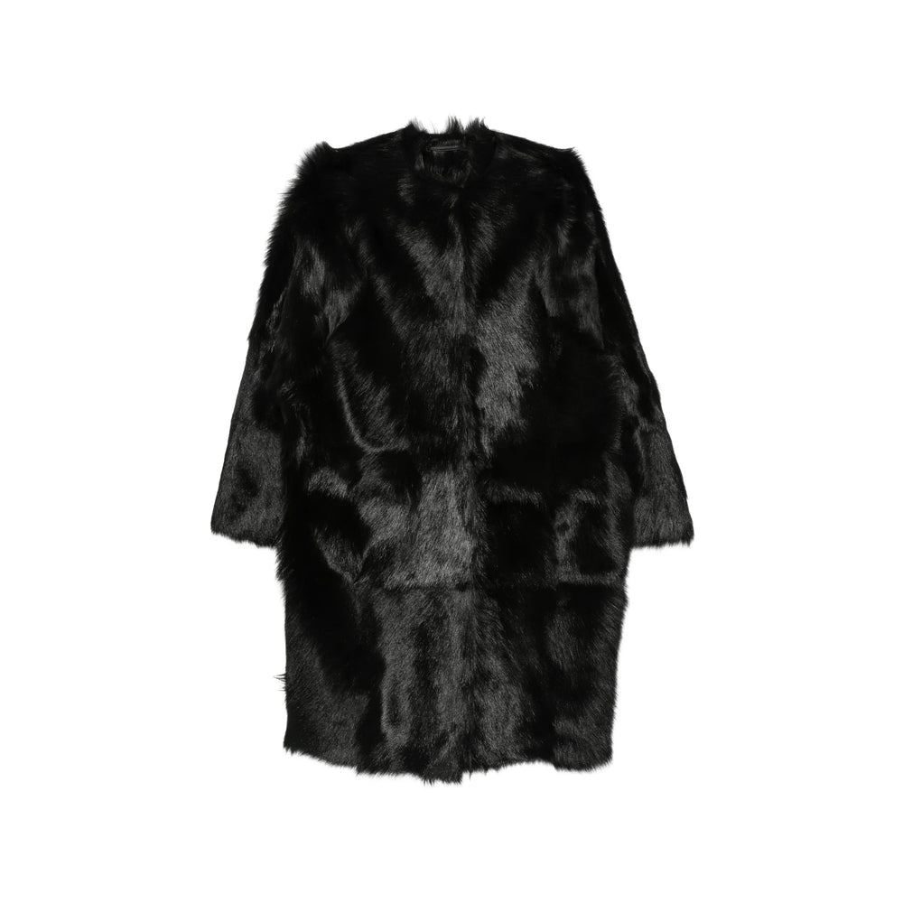 Toteme Black Coats - Faux Fur Coats Women TOTEME