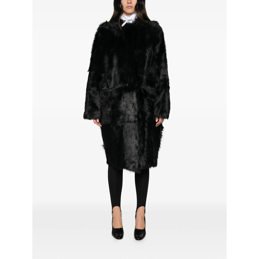 Toteme Black Coats - Faux Fur Coats Women TOTEME