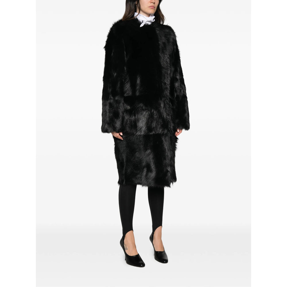Toteme Black Coats - Faux Fur Coats Women TOTEME