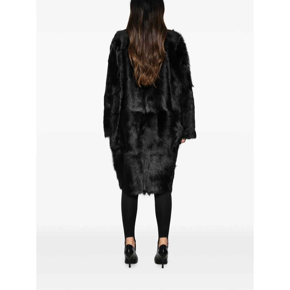 Toteme Black Coats - Faux Fur Coats Women TOTEME