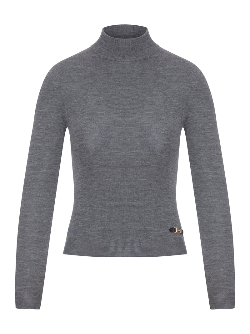 Gucci Women Fine Ribbed Wool Top With Clamp GUCCI