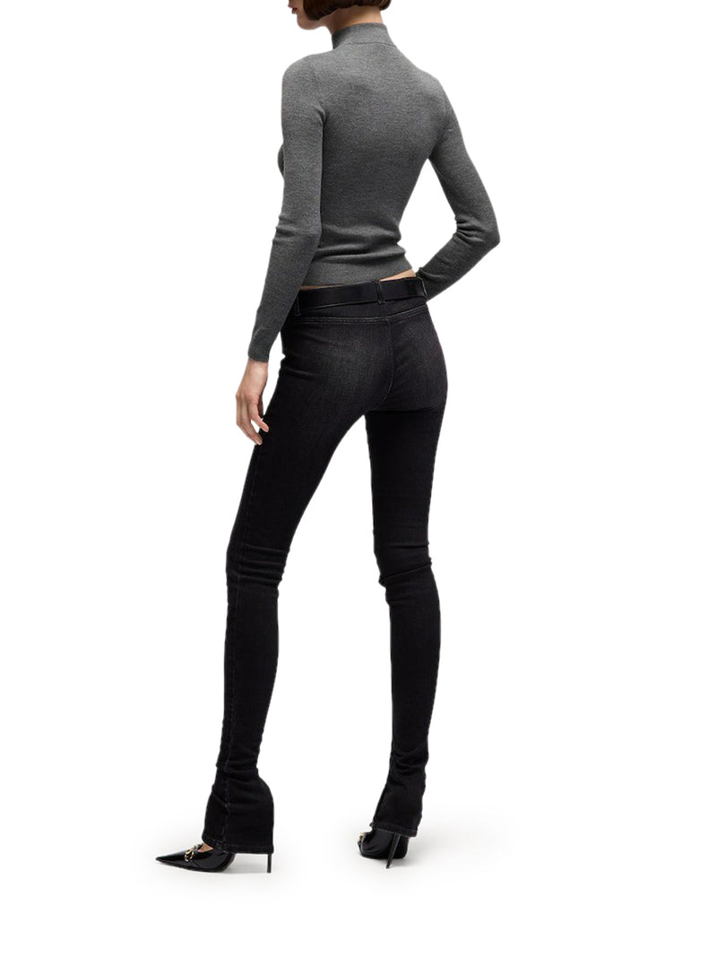 Gucci Women Fine Ribbed Wool Top With Clamp GUCCI
