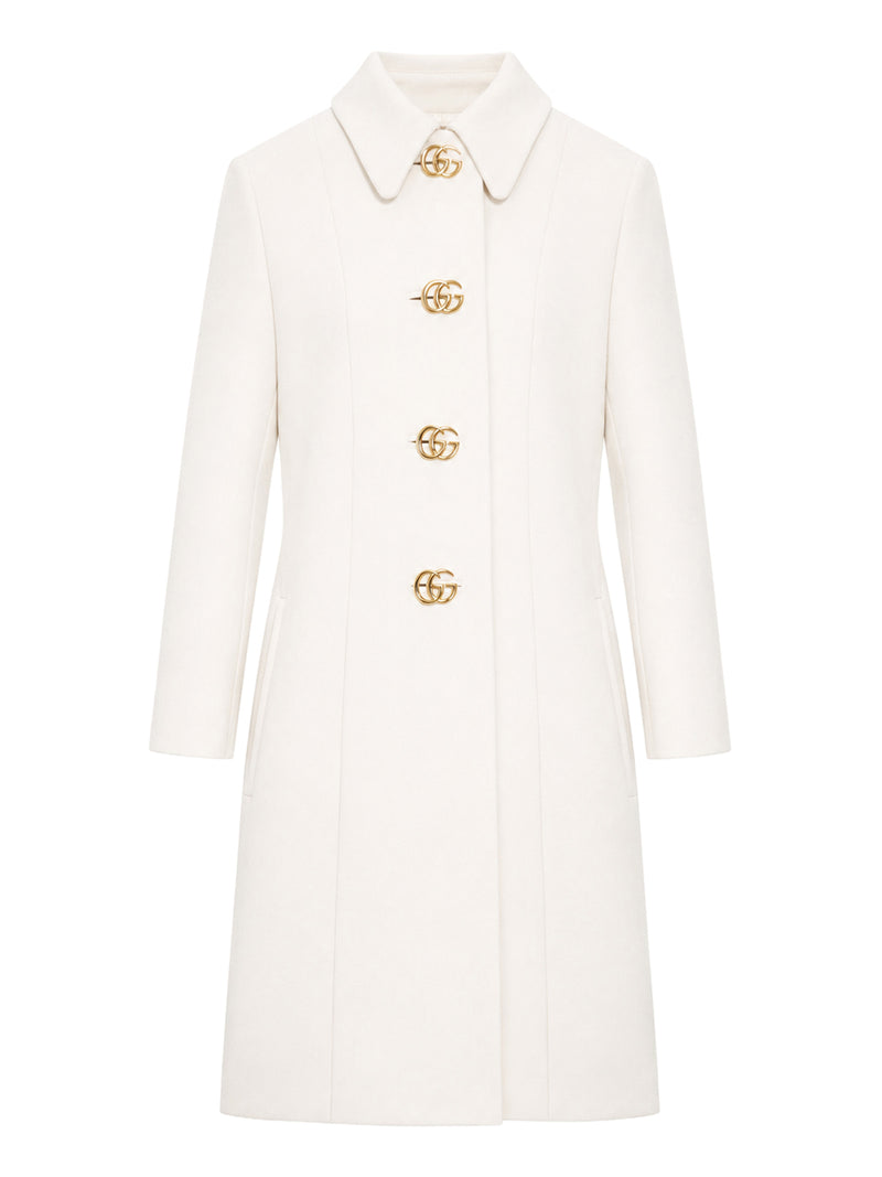 Gucci Women Wool Natté Coat With Double G Button GUCCI